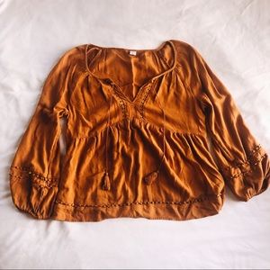 Mustard Yellow Bohemian Long Sleeve Blouse